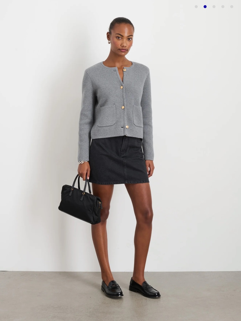 Alex Mill Paris Sweater Jacket in Grey Shadow - Picture 3 of 8
